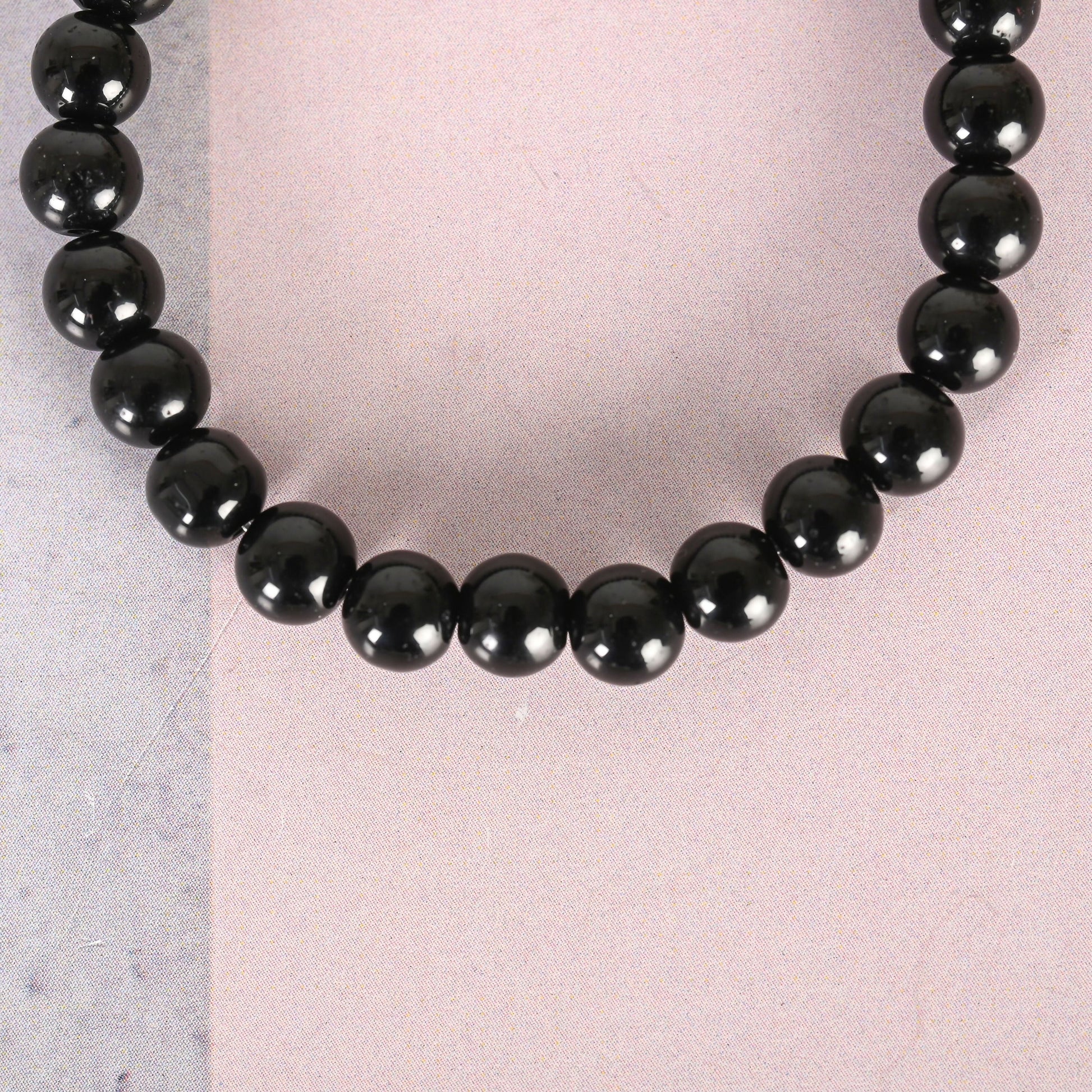 NVR Men & Women Black Marble Crystal Beaded Elasticated Bracelet - Distacart