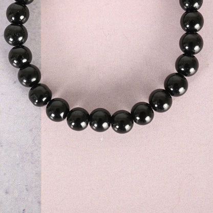 NVR Men & Women Black Marble Crystal Beaded Elasticated Bracelet - Distacart