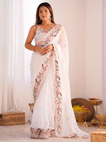 Thumbnail for Mitera Floral Sequinned Jimmychoo Saree - Distacart
