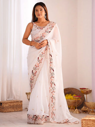 Mitera Floral Sequinned Jimmychoo Saree - Distacart