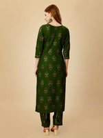 Thumbnail for Jyoti Fashion Women's Green Viscose Rayon Embroidered Kurta Pant Set - Distacart