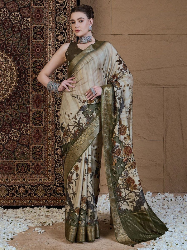 Anouk Floral Zari Silk Blend Sungudi Saree