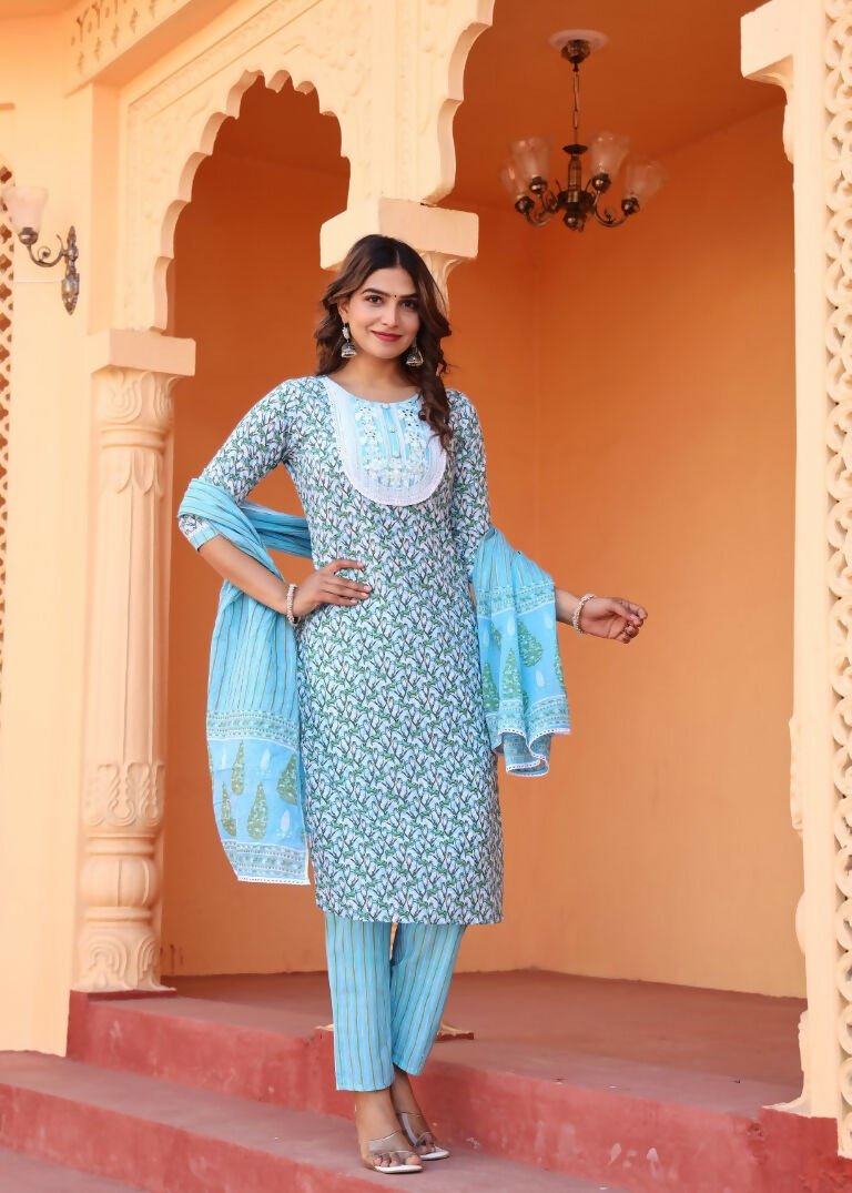 Alvano Women's Kurti with Pant and Dupatta Set for Women's and Girls - Distacart