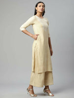 Thumbnail for Ahalyaa Womens Chiku Pure Cotton Printed Kurta Palazzo Set - Distacart