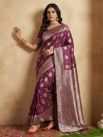 Thumbnail for Shree Shyam Fashion Purple Silk Blend Saree - Distacart