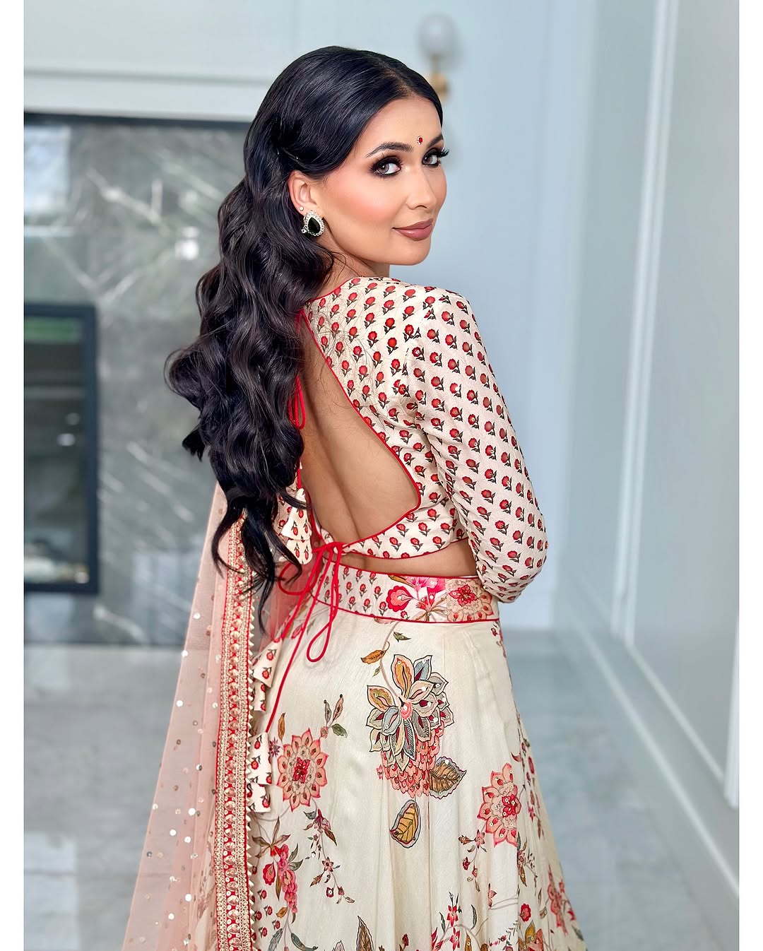 Teeya Creation Cream Colour Georgette Fabric Digital Print With Embroidery Work Lehenga Choli