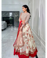 Thumbnail for Teeya Creation Cream Colour Georgette Fabric Digital Print With Embroidery Work Lehenga Choli