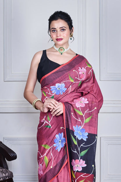 Morchari Multicolour Cotton Handloom Mirror Work Saree Unstitched Blouse - Distacart