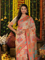 Thumbnail for Astita Linen Cotton Off White Saree