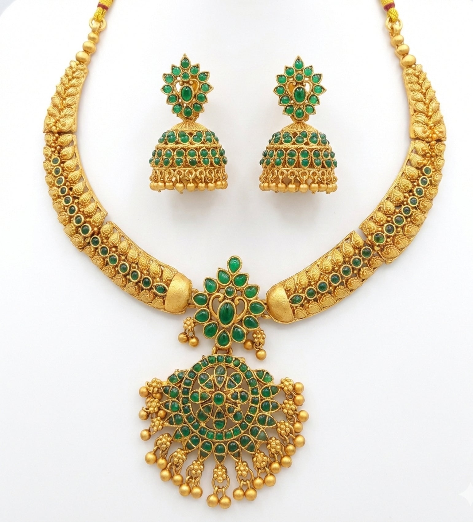 Jewel City Timeless Elegance Of Indian Heritage Handcrafted Green Necklace Set - Distacart