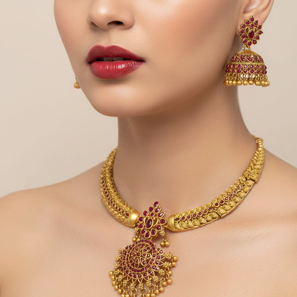 Jewel City Timeless Elegance Of Indian Heritage Handcrafted Red Necklace Set - Distacart