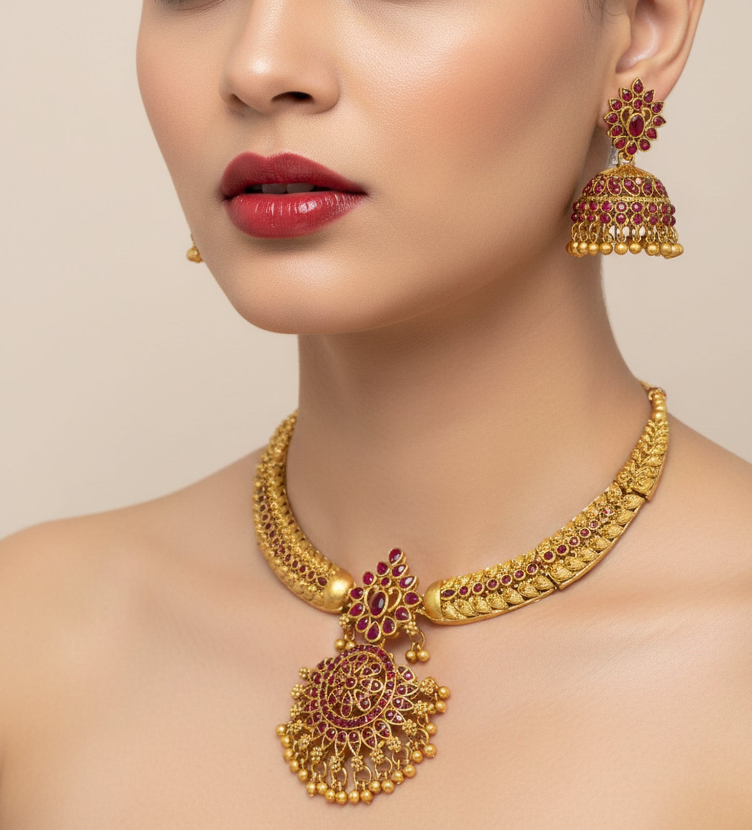 Jewel City Timeless Elegance Of Indian Heritage Handcrafted Red Necklace Set - Distacart