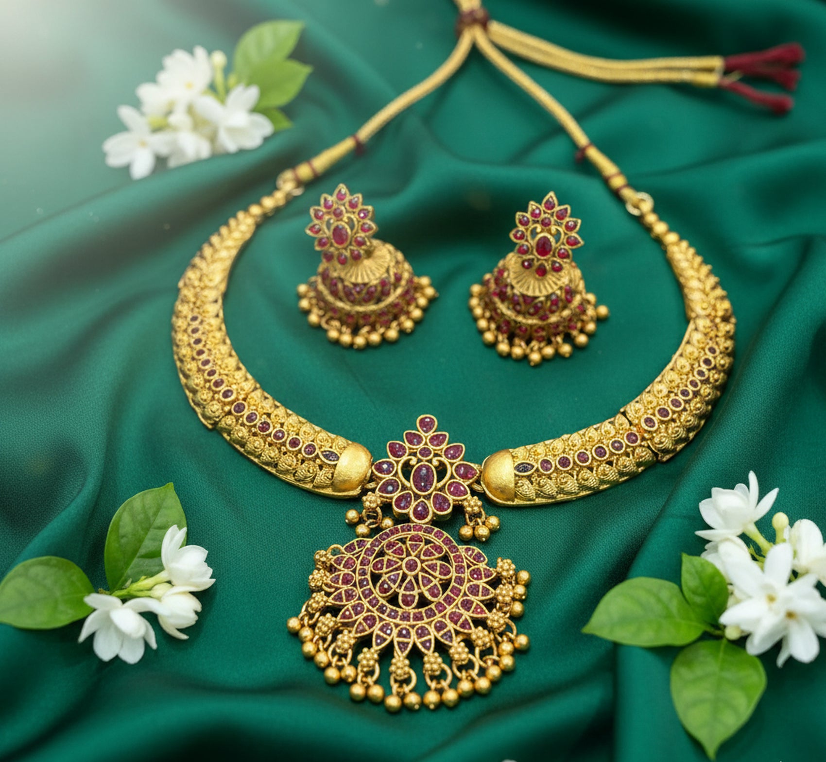 Jewel City Timeless Elegance Of Indian Heritage Handcrafted Red Necklace Set - Distacart