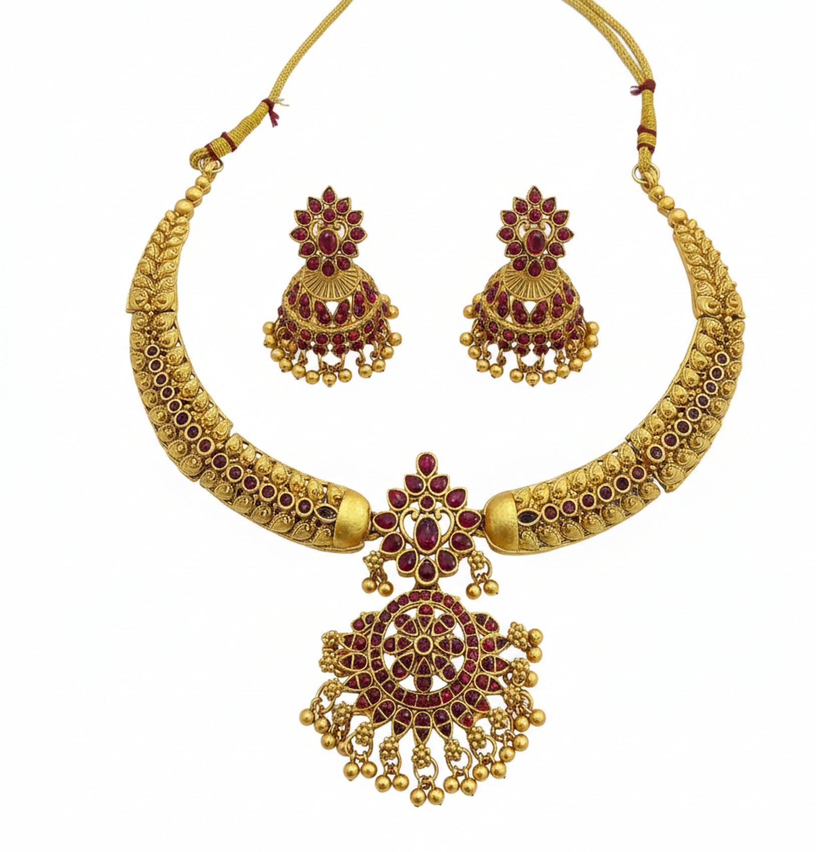 Jewel City Timeless Elegance Of Indian Heritage Handcrafted Red Necklace Set - Distacart