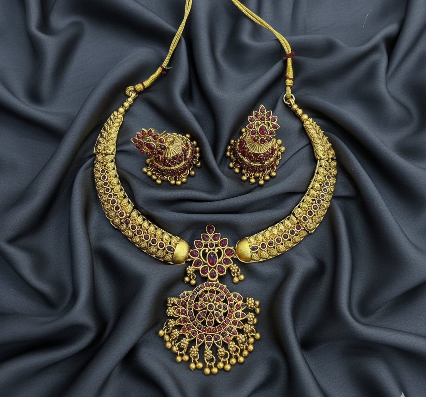 Jewel City Timeless Elegance Of Indian Heritage Handcrafted Red Necklace Set - Distacart