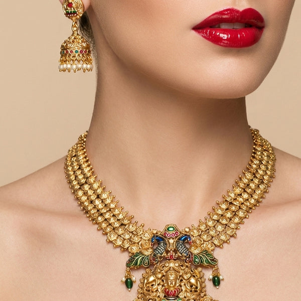 Jewel City Antique Gold-Plated Temple Jewelry Set - Distacart