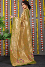 Thumbnail for Jyoti Fashion Women's Green Paithani Silk Zari Woven Saree with Blouse - Distacart