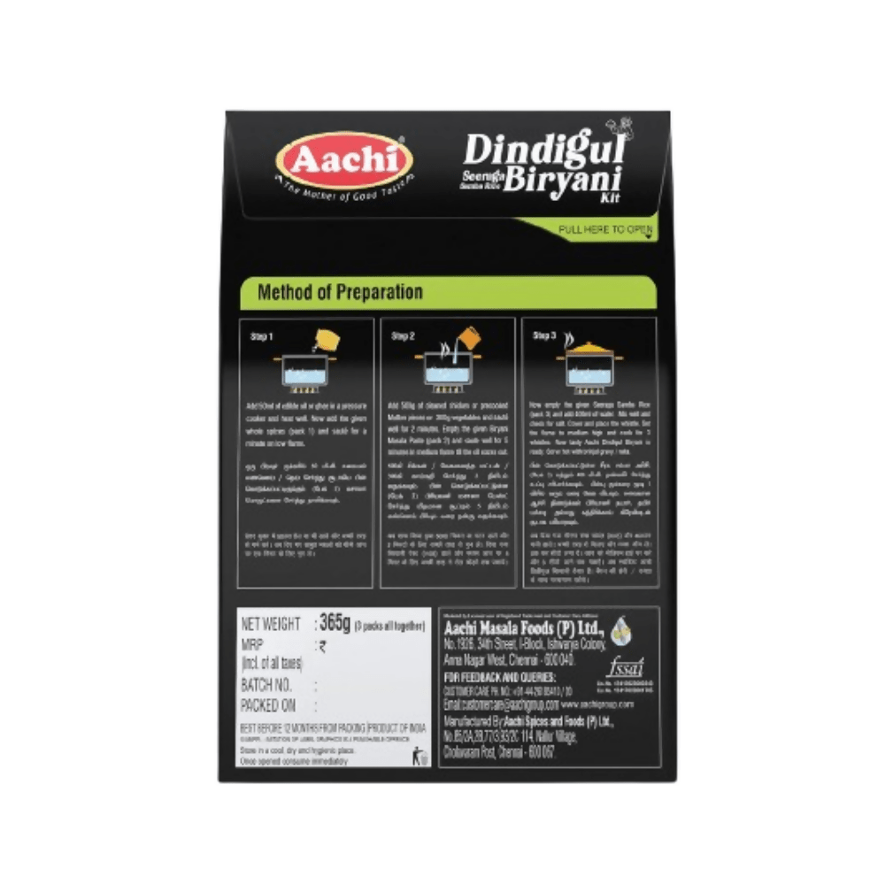 Aachi Dindigul Seeraga Samba Rice Biryani Kit - Distacart