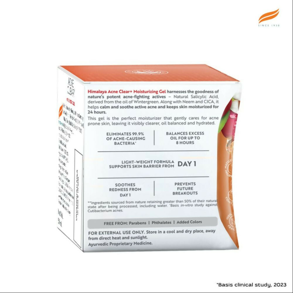 Himalaya Herbals Acne Clear+ Moisturizing Gel with Natural Salicylic Acid For Active Acne & Oily Skin