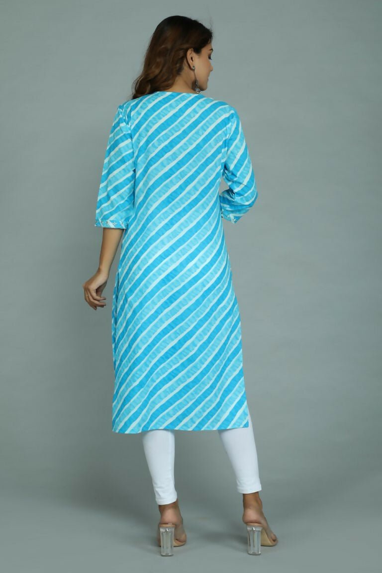 Alvano Women's Stylish Cotton Blend Laheriya Kurti - Distacart