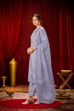 Thumbnail for BulBul Roshni Muslin Purple Kurta Set With Dupatta