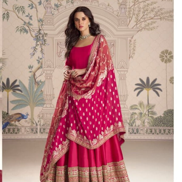 Aarshi Fashions Pink Silk Wedding Gowns