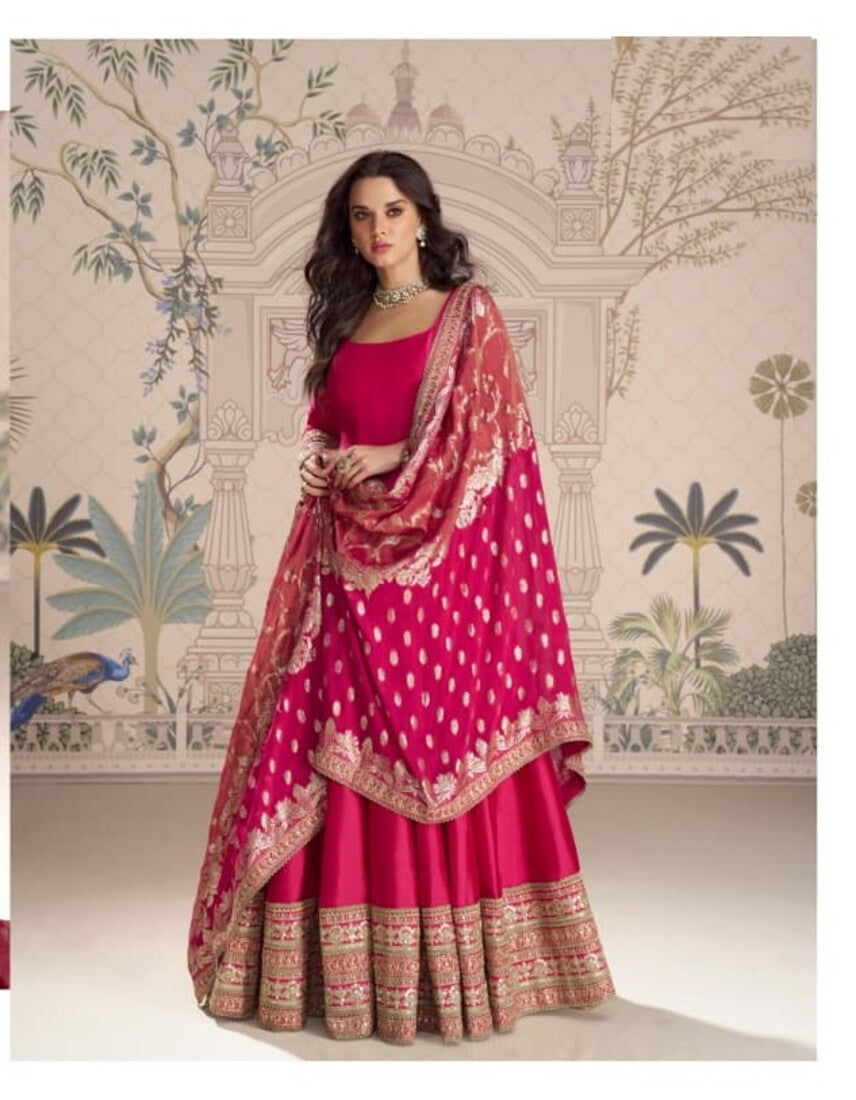 Aarshi Fashions Pink Silk Wedding Gowns