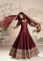 Thumbnail for Aarshi Fashions Maroon Silk Wedding Gowns