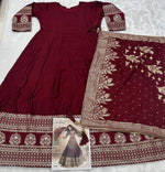 Thumbnail for Aarshi Fashions Maroon Silk Wedding Gowns