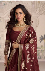 Thumbnail for Aarshi Fashions Maroon Silk Wedding Gowns