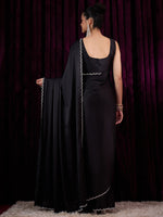 Thumbnail for NOZ2TOZ Women's Satin Silk Black Embellished Designer Saree With Blouse Piece - Distacart