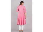 Thumbnail for House of RP Women Pink Cotton Floral Print Anarkali Kurta - Distacart
