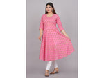 Thumbnail for House of RP Women Pink Cotton Floral Print Anarkali Kurta - Distacart
