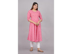 Thumbnail for House of RP Women Pink Cotton Floral Print Anarkali Kurta - Distacart