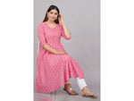 Thumbnail for House of RP Women Pink Cotton Floral Print Anarkali Kurta - Distacart