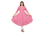 Thumbnail for House of RP Women Pink Cotton Floral Print Anarkali Kurta - Distacart