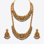 Thumbnail for Jewel City Handcrafted Traditional Gold-Plated Temple Jewelry Set | Ethnic Bridal Lakshmi Necklace & Earrings for Women - Distacart
