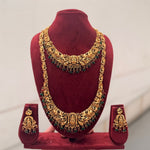 Thumbnail for Jewel City Handcrafted Traditional Gold-Plated Temple Jewelry Set | Ethnic Bridal Lakshmi Necklace & Earrings for Women - Distacart