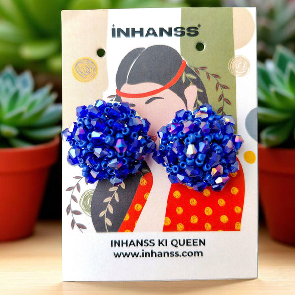Inhanns Small Statement Studs Earrings - Blue - Distacart