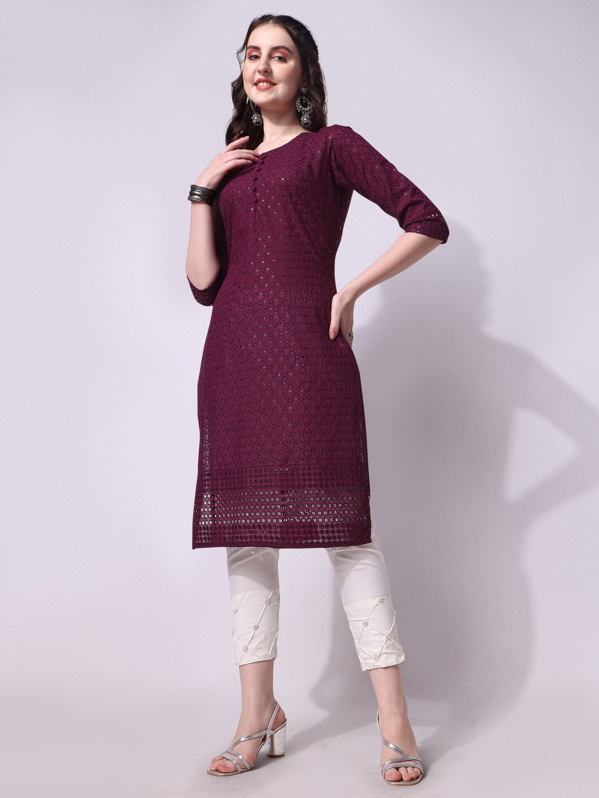 Embroidered Kurta With Pant, Multicolor - Hiral Fashion - Distacart