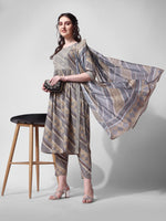 Thumbnail for Nayra Cut Embroidered Kurta With Pant And Dupatta Set, Multicolor - Hiral Fashion - Distacart