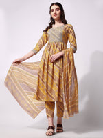 Thumbnail for Nayra Cut Embroidered Kurta With Pant And Dupatta Set, Multicolor - Hiral Fashion - Distacart
