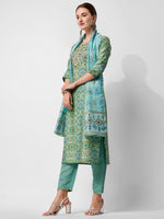 Thumbnail for Printed And Embroidered Kurta With Pant And Dupatta Set, Multicolor - Hiral Fashion - Distacart