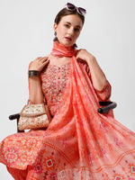 Thumbnail for Printed And Embroidered Kurta With Pant And Dupatta Set, Multicolor - Hiral Fashion - Distacart