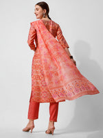 Thumbnail for Printed And Embroidered Kurta With Pant And Dupatta Set, Multicolor - Hiral Fashion - Distacart
