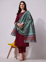 Thumbnail for Embroidered Kurta With Pant And Dupatta Set, Multicolor - Hiral Fashion - Distacart