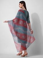 Thumbnail for Blue Embroidered Kurta Pant & Printed Dupatta Set, Multicolor - Hiral Fashion - Distacart