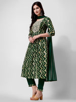 Thumbnail for Nayra Cut Printed And Embroidered Kurta With Pant & Dupatta Set, Multicolor - Hiral Fashion - Distacart