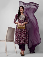 Thumbnail for Nayra Cut Printed And Embroidered Kurta With Pant & Dupatta Set, Multicolor - Hiral Fashion - Distacart