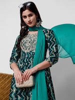 Thumbnail for Nayra Cut Printed And Embroidered Kurta With Pant & Dupatta Set, Multicolor - Hiral Fashion - Distacart